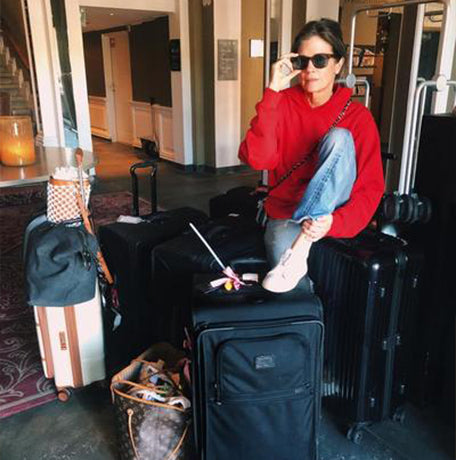 Gucci Westman with her vacation travel bags