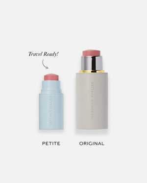 Size comparison of Original and Petite size Baby Cheeks Blush Stick.