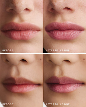 Before and after comparison of HydroBalm in 'Ballerine'.