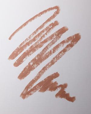Lip liner swatch in Biscuit on grey background.