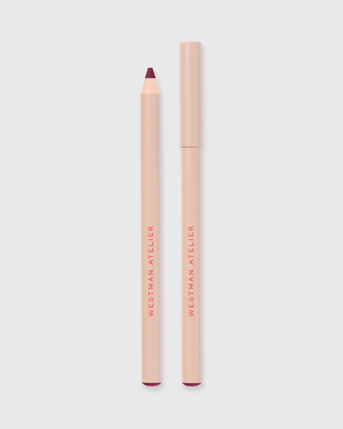Lip liner in Lou Lou on grey background.