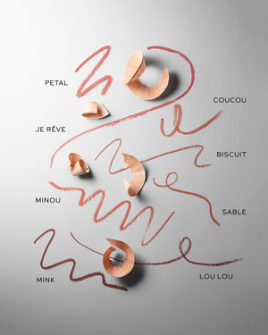 Swatches of Lip Shape on grey background.