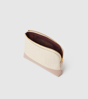 The Makeup Pouch - Herringbone and Mauve