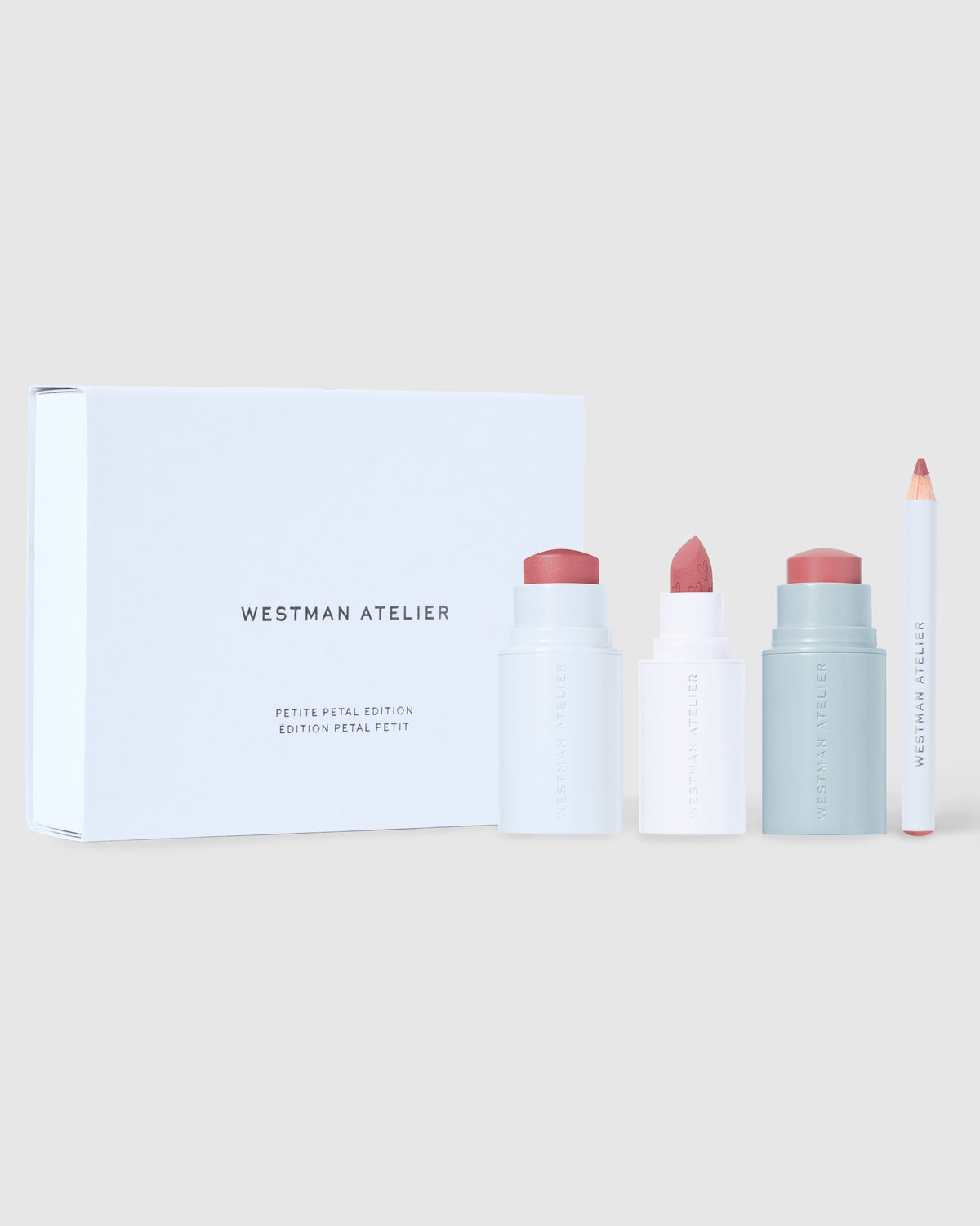 Petite Petal set on a white background with products displayed in front of box.