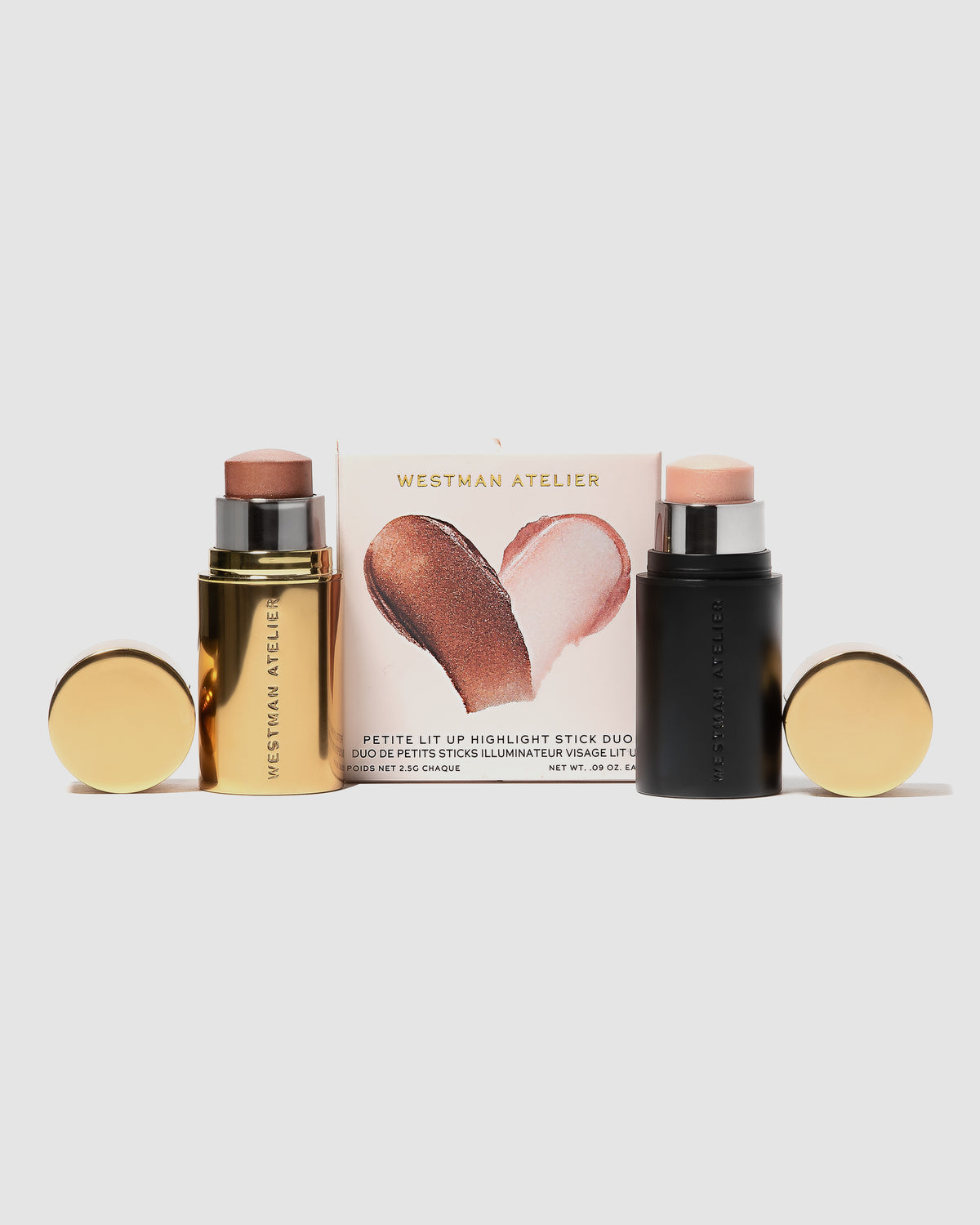 Product and packaging on grey background.